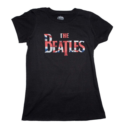 Beatles Union Jack Classic Logo Juniors T-Shirt
