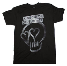 Load image into Gallery viewer, 5 Seconds of Summer Silver Print Heartskull T-Shirt