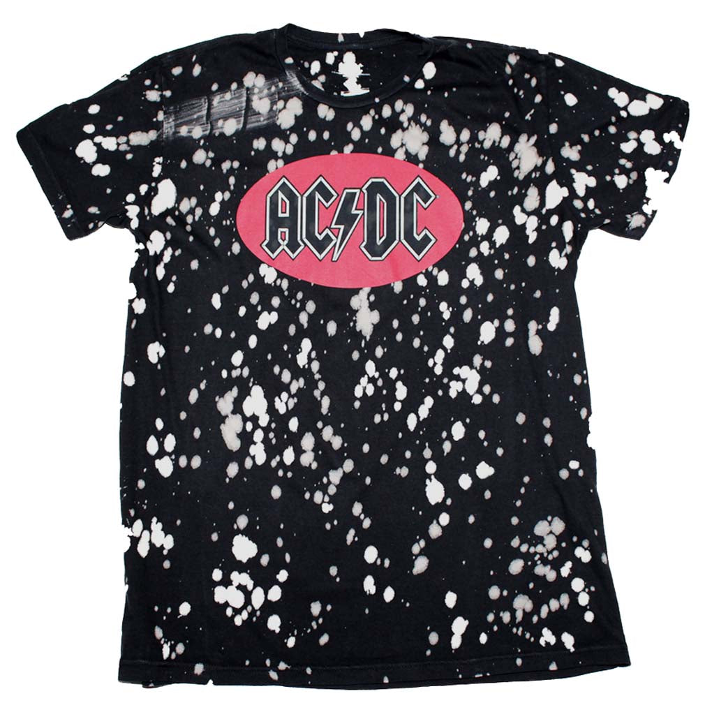 AC/DC Bleach Spot Logo Soft Hand T-Shirt
